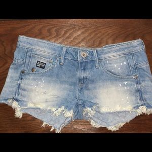 G-star raw distressed denim shorts